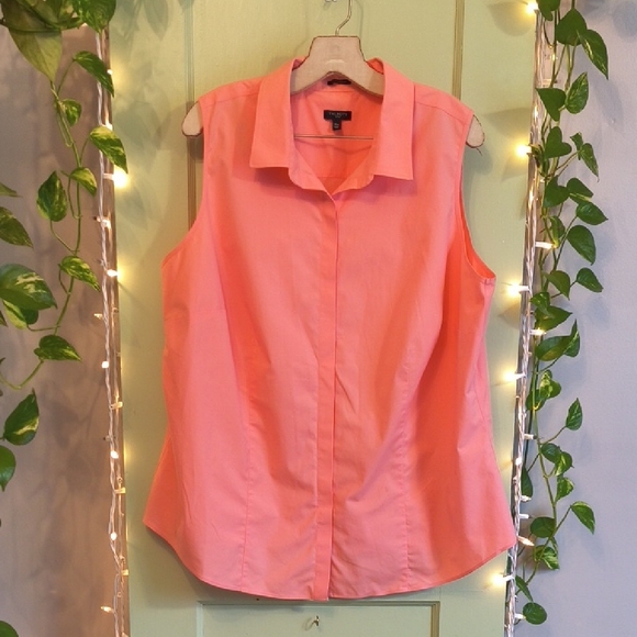 Women's Talbots Coral Sleeveless Hidden Button Up Wrinkle Resistant Blouse 18W - Picture 8 of 8